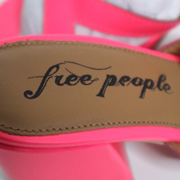 NEW  Free People Charlie Neon Pink V-Heel Sandals - Picture 7 of 9
